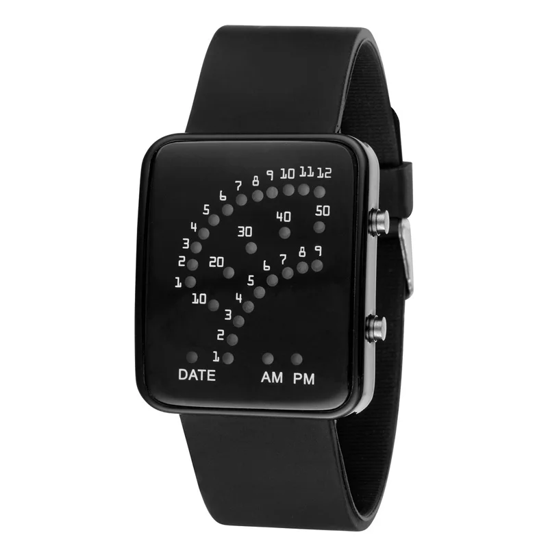

LED Electronic Wrist Watch Sector Binary Digital Waterproof Fashion Unisex Couple Watches KNG88