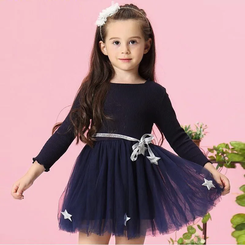

Baby Girls Dress 2019 New Spring Casual Style Pentagram Long Sleeve Children Princess Dresses For Girls Clothes 3 4 5 6 7 Years