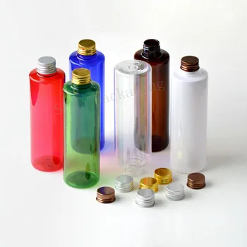 

250ML Cosmetic Bottles Lotion Aluminum Cap Plastic Bottle Shampoo Empty makeup Metal Cap Refillable Perfume Bottles 50pcs/lot
