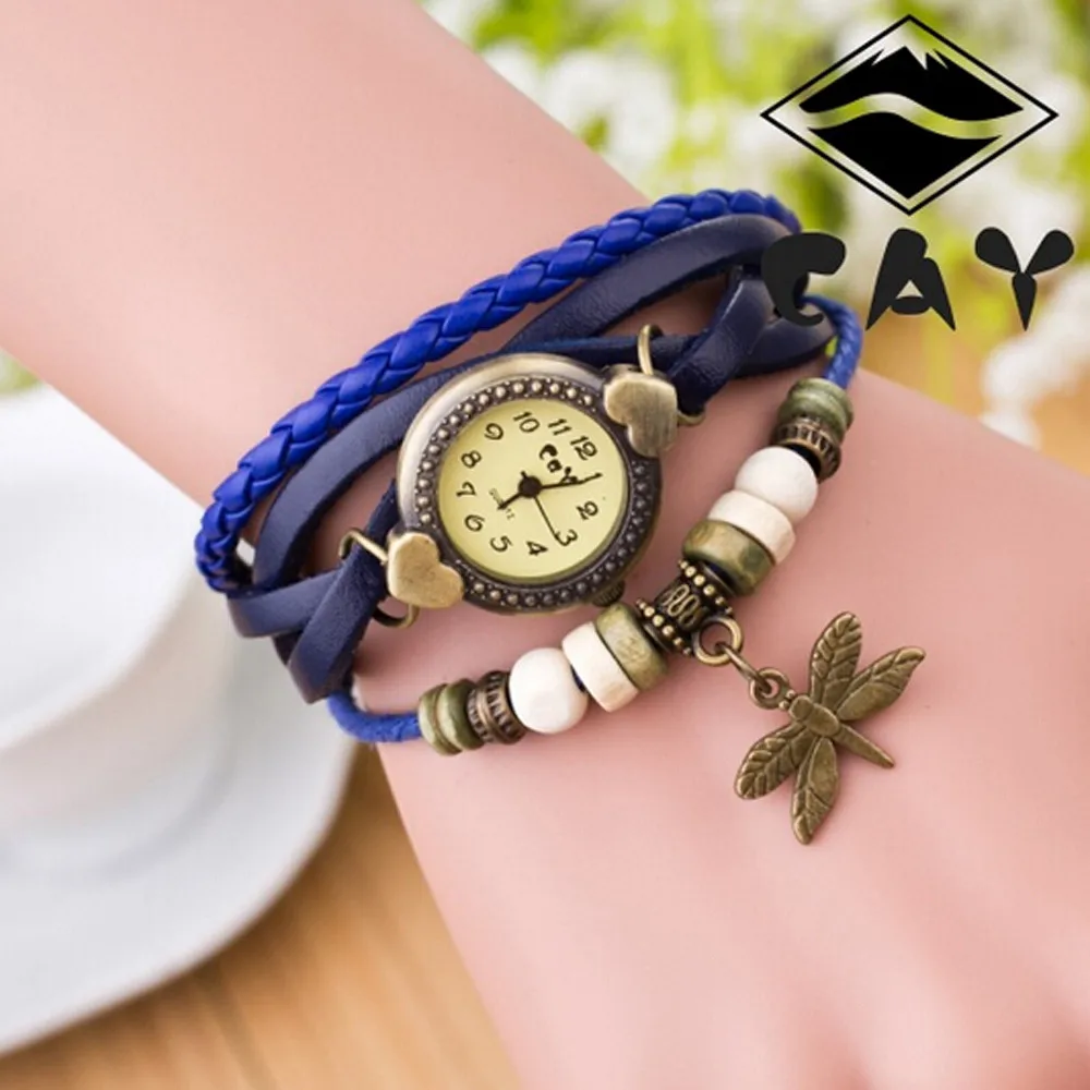 Роскошные часы Женское платье браслет часы Мода Античная Стрекоза женское кольцо-браслет на руку наручные часы подарок на день рождения - Цвет: As the photo show