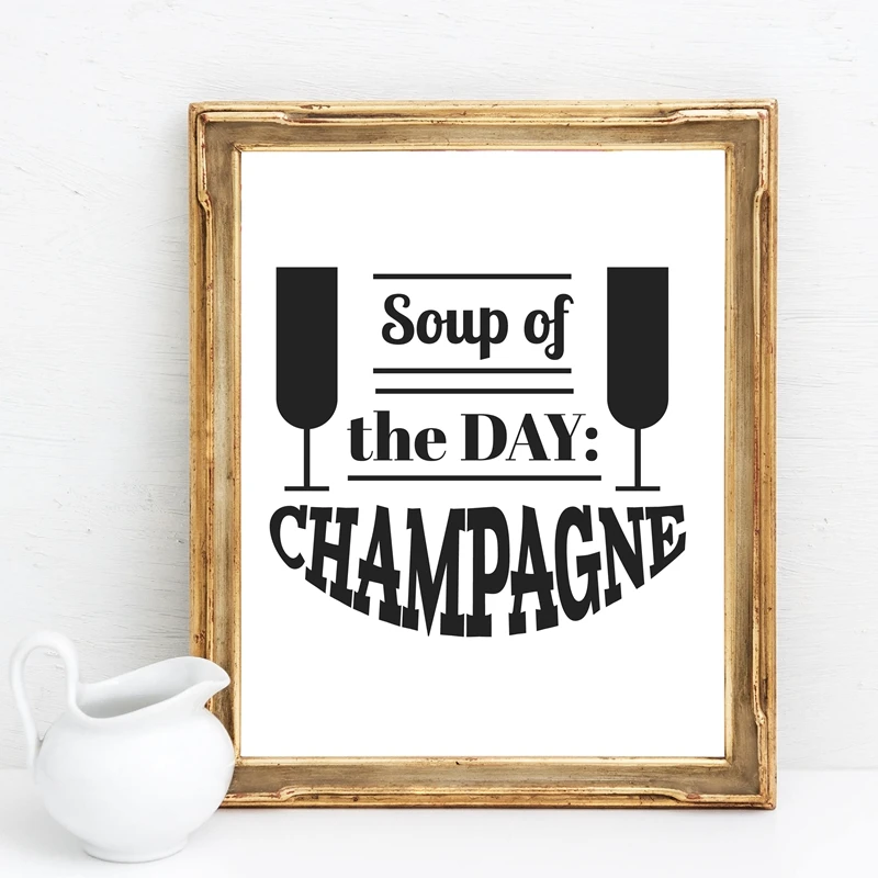 champagne and wine canvas painting