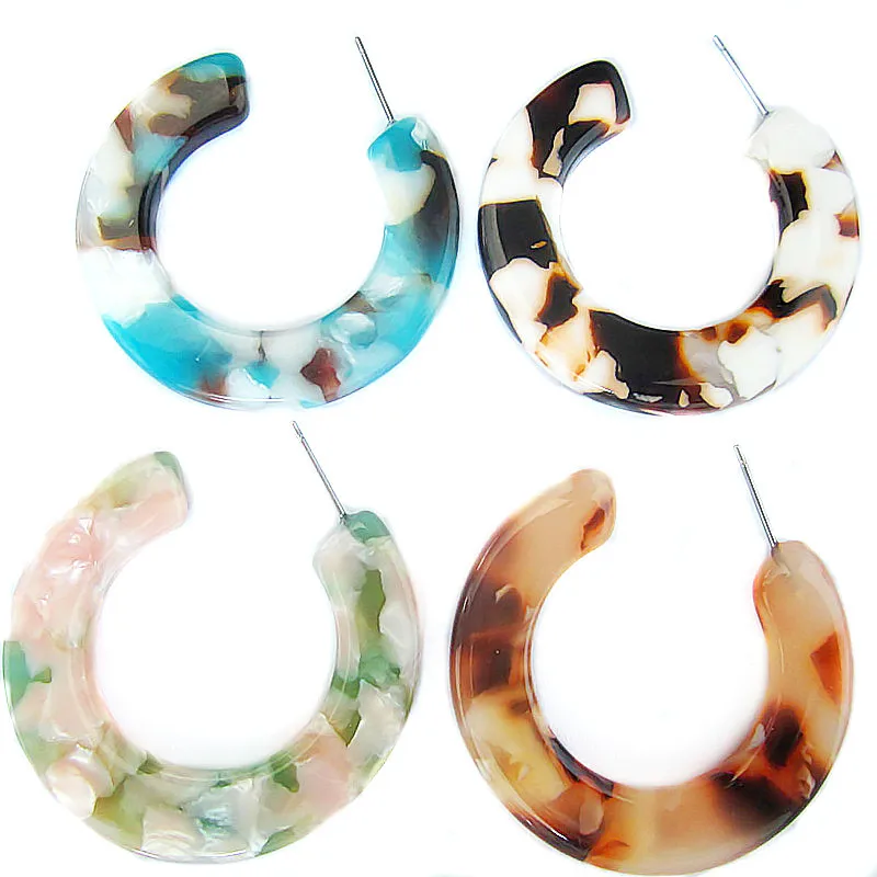 

Bohemian Fashion OL Stud Earrings High-grade C-shaped Tortoiseshell Pattern Acetate Plate Earrings Gift Custom Wholesale