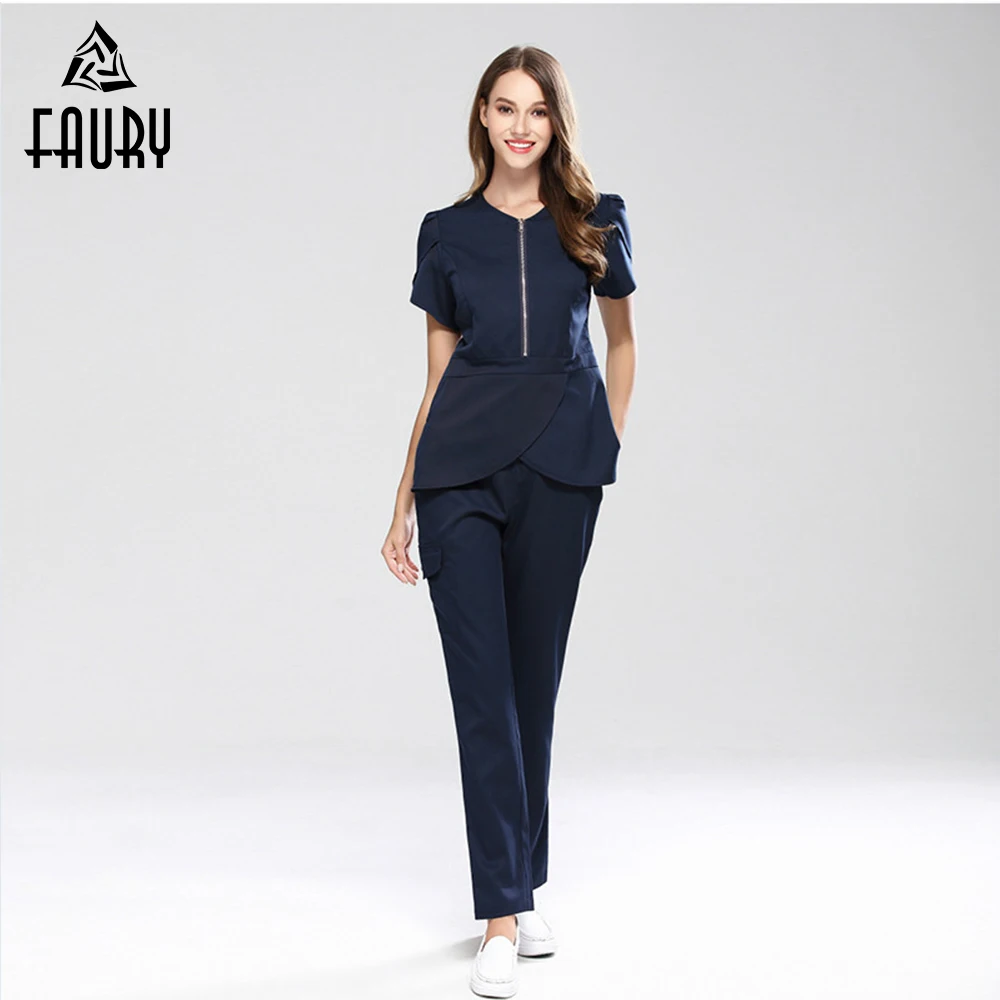 

New Nurse Doctor Uniform Medical Srub Sets Hospital Dentists Surgical Clothing Lab Gowns Beauty Salon Spa Suit Top+Pants
