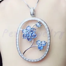 Натуральный сапфир цветок стиль цепочки и ожерелья Подвеска 925 серебро 0.15ct* 11 шт. драгоценный камень# BR19012802