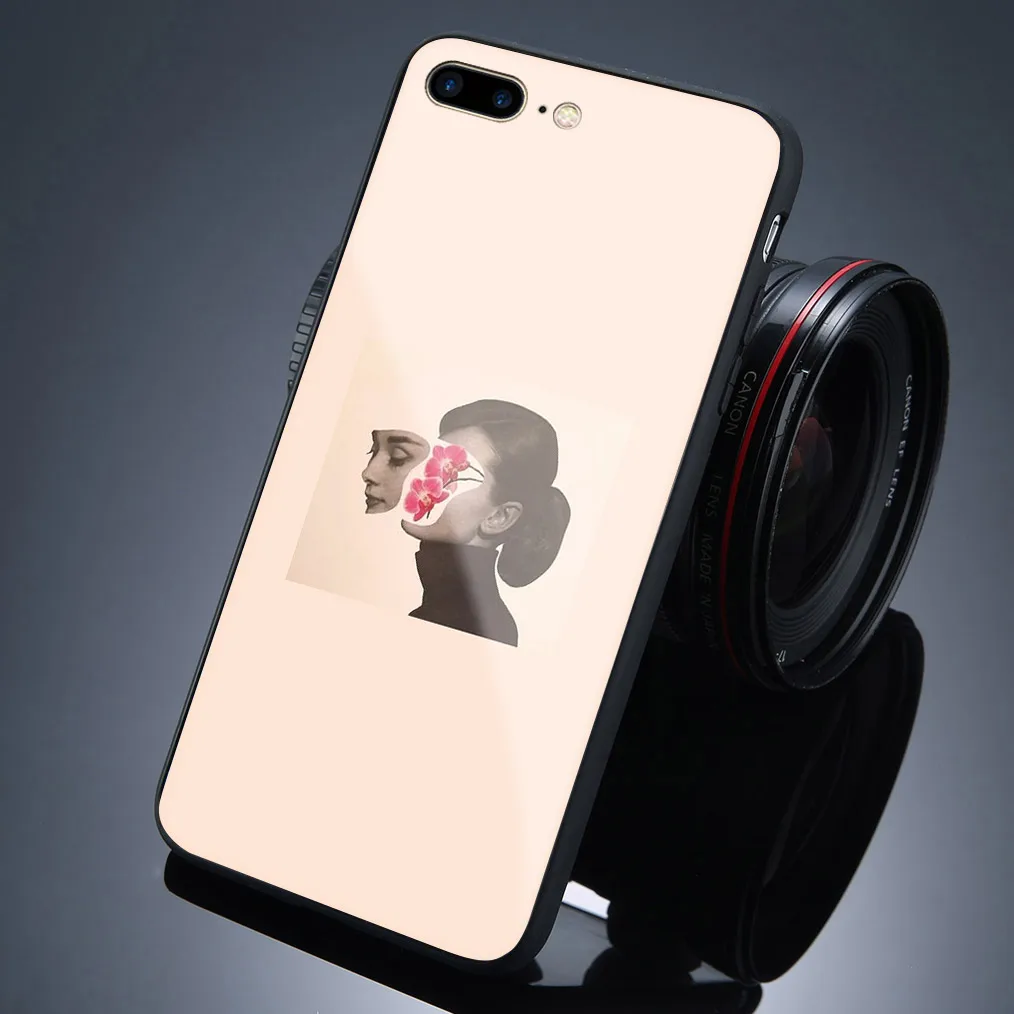 Aesthetic pink Pastel Collage Soft Silicone Tempered Glass Phone Case Shell Cover For Apple