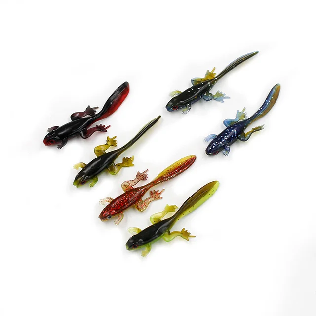 1Pcs Soft Bait Salamander Fishing Lure 8cm 4g Mix Color Grub Trout
