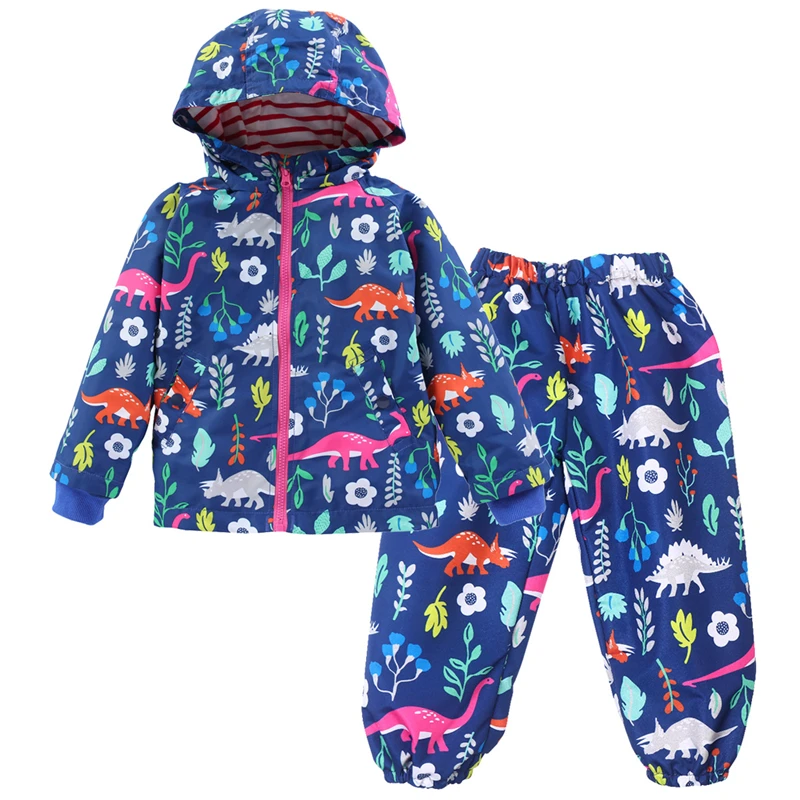 

Children Dinosaur Raincoat Spring Autumn Coats For Girls Kids Waterproof Clothes Sets Sports Poncho Boys Rainwear+Rain Pants