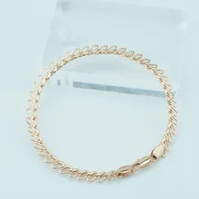 1 шт., женские и мальчики, ширина 6 мм, 585, золотой цвет, ювелирные браслеты, заполненные цепи, романтический дизайн, 21 см