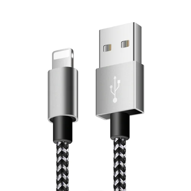 Упаковка из 10 шт. Suntaiho для iPhone X USB кабель для передачи данных, кабель для быстрой Зарядное устройство кабель для передачи данных для iPhone 6 5 s 8 7 Se Nylone тесьмой в количестве 1/2/3 м кабель для мобильного телефона - Цвет: Silver Black