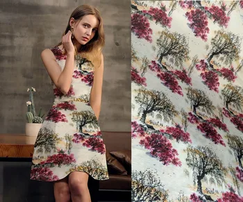 

tela Lace Fabrics For Sewing silk Flax Fabric Woven Material For Curtains upholstery Blous Dress calico Maple leaves Japan tissu