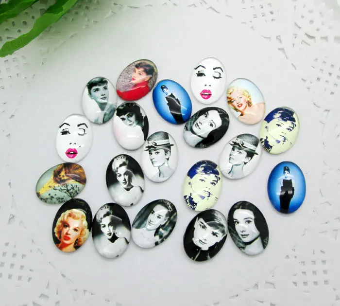 

20pcs 13x18mm Oval Mixed Domed Magnifying Clear Glass Cabochon Scrapbooking Embellishments Fridge Magnets DIY Accessories