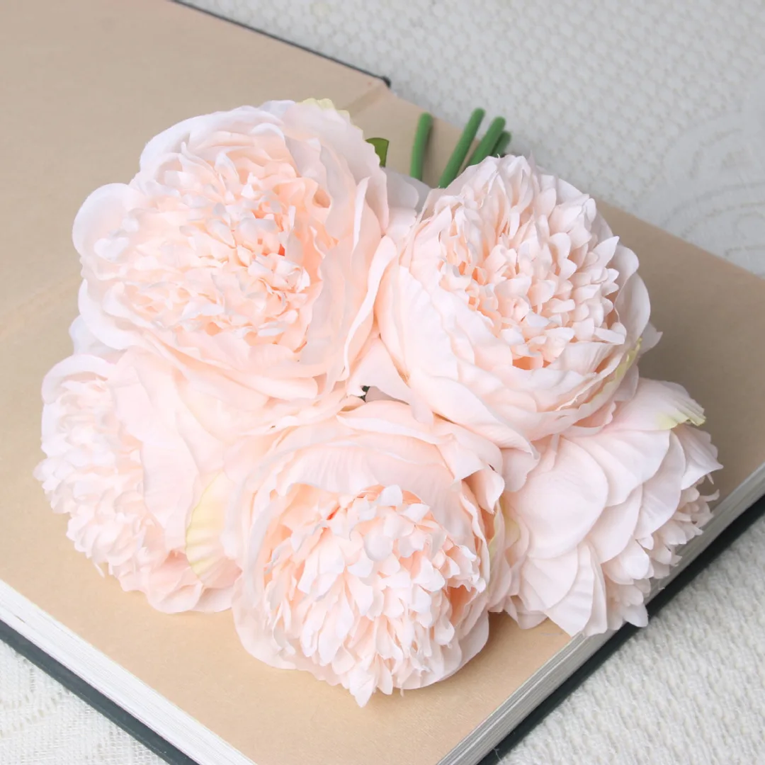 1 Bouquet Artificial  High Quality Fake Peony Bouquet Flower Decoration Simulation Flower Silk Artificial Peony Flowers