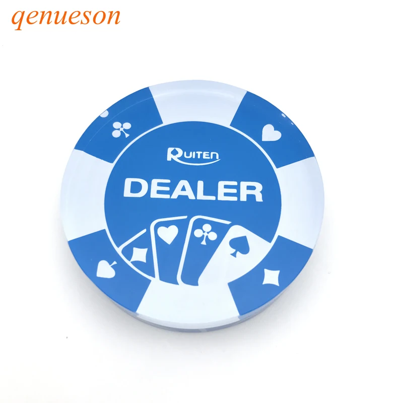 

1PC Baccarat 95g Acrylic Blue PokerFlower DEALER Button Texas Hold'em PokerStars Poker Cards Guard Chips Diameter 72 mm qenueson