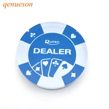 1PC Baccarat 95g Acrylic Blue PokerFlower DEALER Button Texas Hold'em PokerStars Poker Cards Guard Chips Diameter 72 mm qenueson