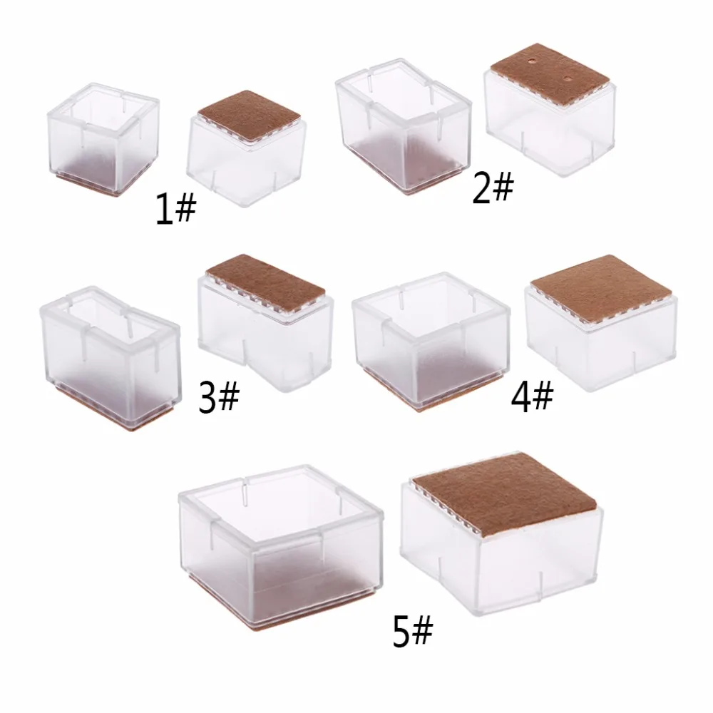 8 шт квадратные силиконовые колпачки для ног стула, подставки для ног, войлочные протекторы для деревянного пола