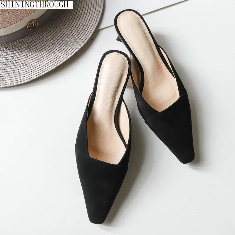 

Summer Women slippers Sexy Pointed Toe high heels Slides Female Spike Heels Single Shoes Ladies Casual Sandals