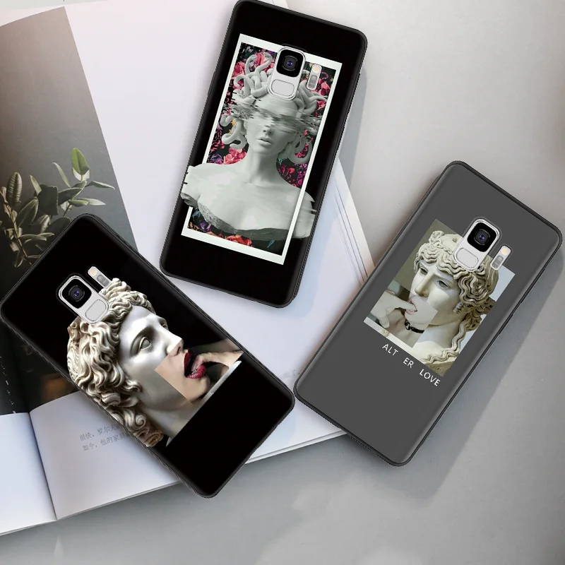 

Statue David Art Case For Samsung A3 A9 A7 A8 A5 2017 2016 2018 A8Star For Samsung Galaxy J7 J5 J8 J3 J6 J4 Prime Black TPU Case