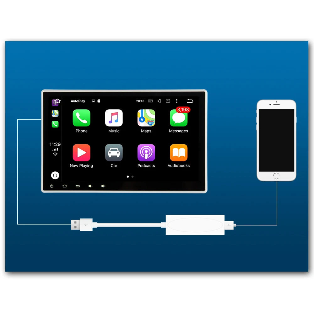  Dongle USB Dasaita Carplay para navegación de coche android gps con enlace inteligente compatible c