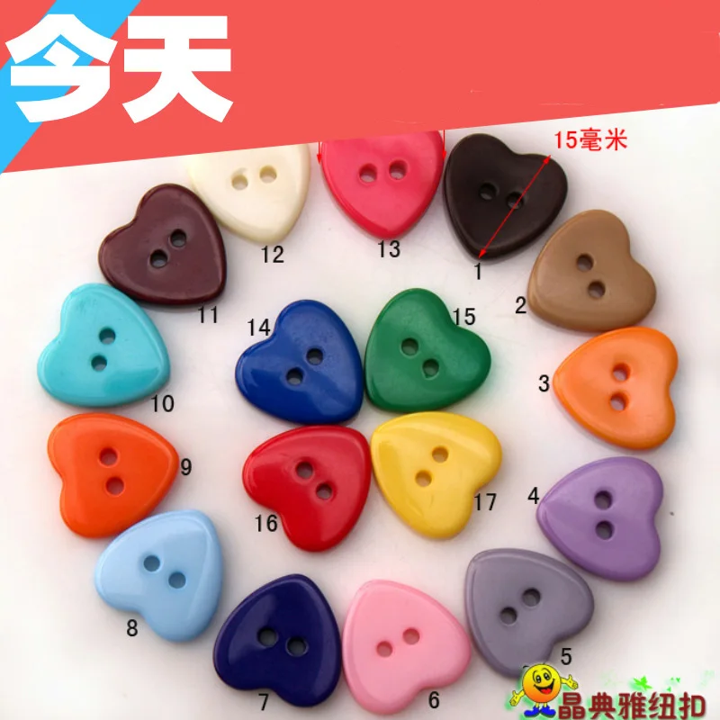 

200Piece/Lots Peach Heart Button Color Resin Handmade Buttons Monopoly Buttons Children Clothes Deduction Material Model H03