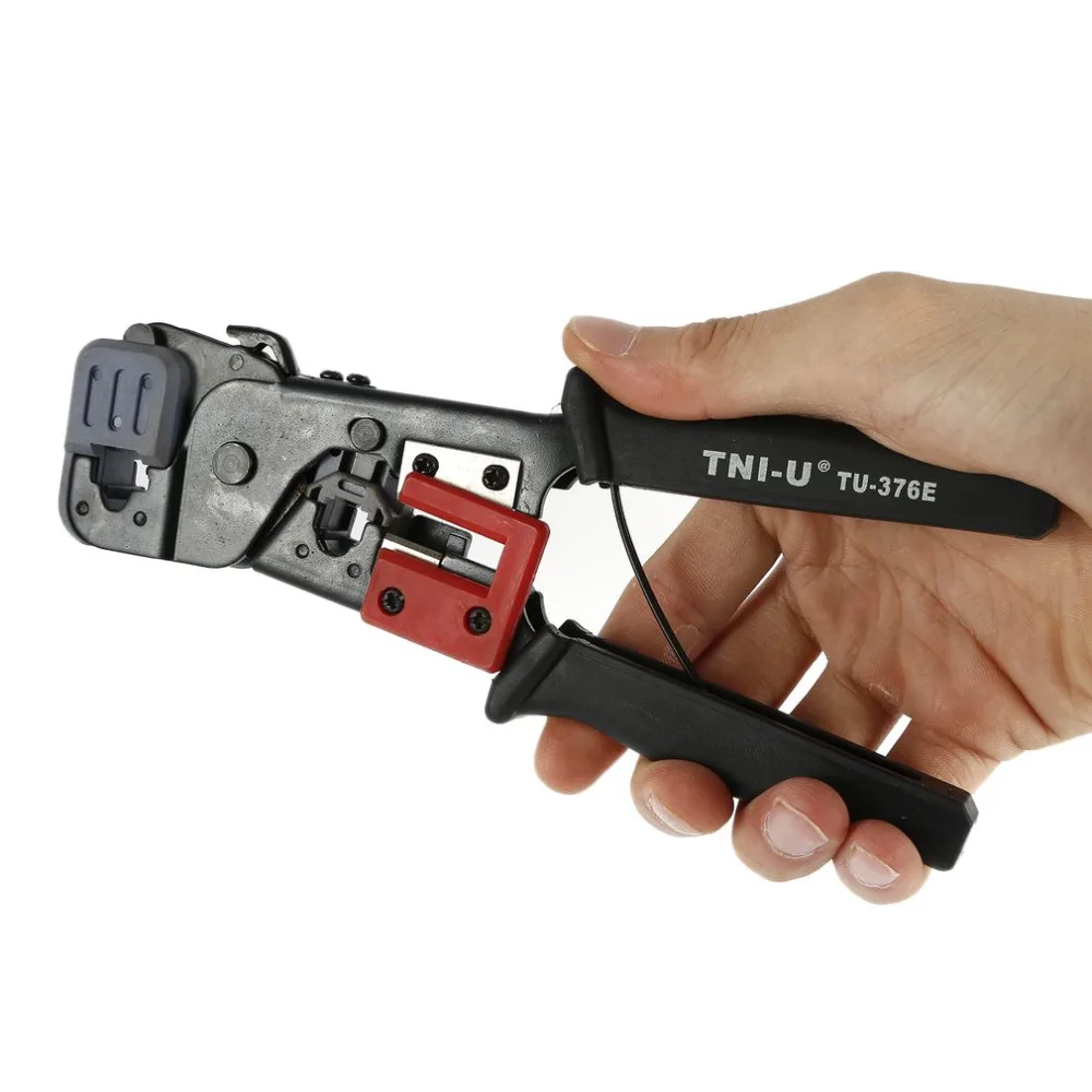 

TU-376E Modular Telecom Crimping Tool Network Cable Ratchet Crimping Pliers Strippers Tools for 4P 6P 8P RJ-11/RJ-12 RJ-45