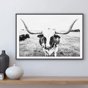 

Longhorn Cattle Art Canvas Painting Wall Picture Farm Animal Cow Canvas Art Prints And Poster Home Room Mural Art Country Decor