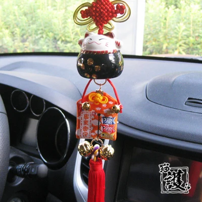 Интерьер висит орнамент Керамика Maneki Neko Lucky Cat толстый кот Кристалл Sleutelhanger автомобиля Pandent брелок Chaveiro украшения - Цвет: 11