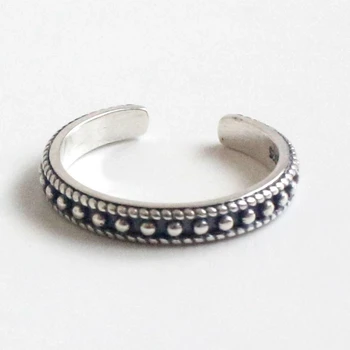 

Vintage 925 Sterling Silver Round Beads Rings For Men Women Opening Finger Jewelry Bague anillos mujer anel
