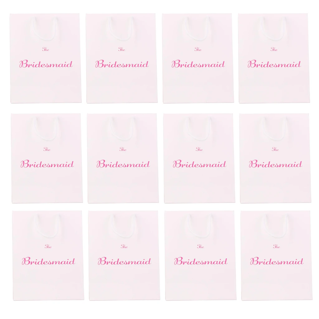 12 Pieces The Bridesmaid Printed Paper Bag Gift Favour Bag with Handle for Wedding, Bridal Shower, Hen Night Party