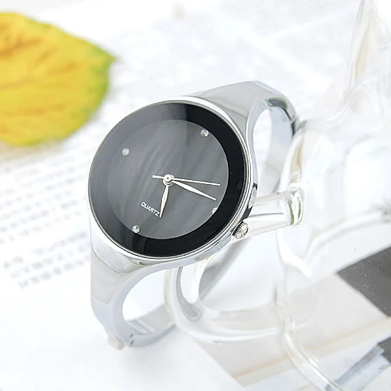 Женские кварцевые часы с браслетом из нержавеющей стали круглым циферблатом|montre