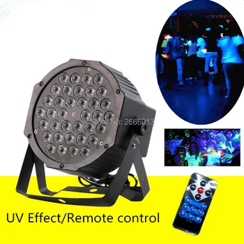 

With Remote Control 36 LEDS UV LED Stage Lights /Ultraviolet LED Flat Par Light /Purple Effect Disco DJ Home Party Lighting Lamp