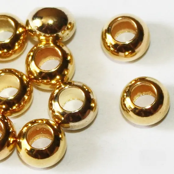 

16 pcs Gold, Brass base Beads, Spacers 6 mm x 4 mm, Lead, Nickel & Cadmium Free Jewelry Findings, metal findings