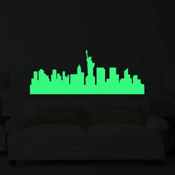 

New York City View Luminous Wall Stickers Glow in the Dark City Silhouette Wall Decal for Bedroom Iving Room Home Decor LU056