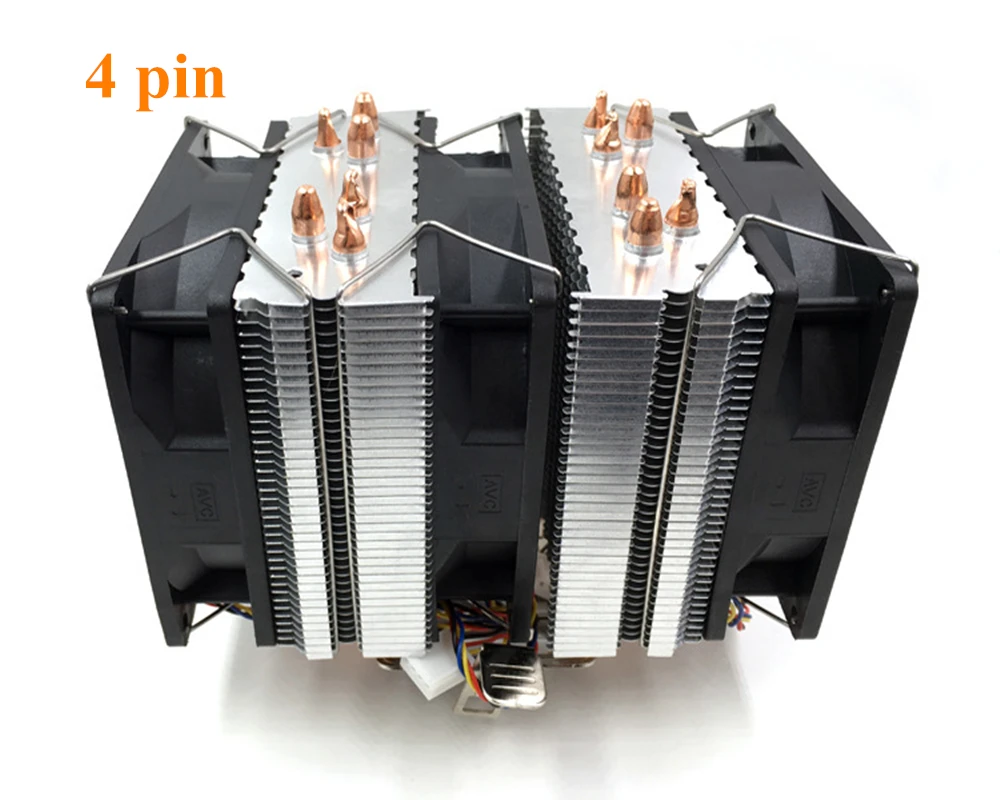 6 الحرارة الأنابيب 4pin عالية الجودة وحدة المعالجة المركزية الحرارة بالوعة 115X2011 1366 مزدوجة برج الحرارة بالوعة 9 سنتيمتر مروحة دعم إنتل AMD