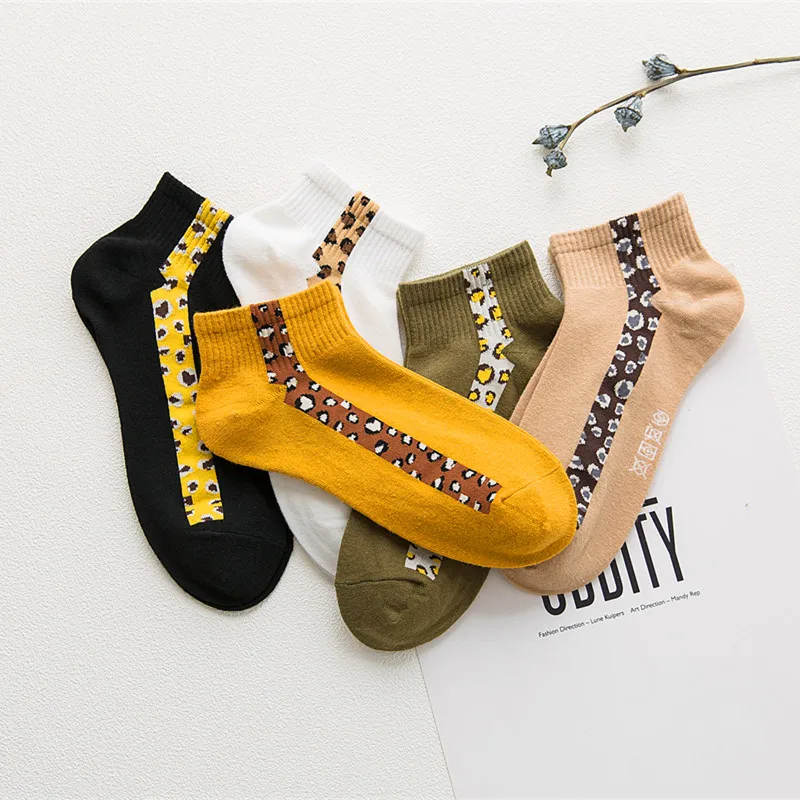

New Fashion Spring Autumn Women Ladies Leopard Print Breathable Socks Fashion Female Anklets Sox Bobbysocks High Quality