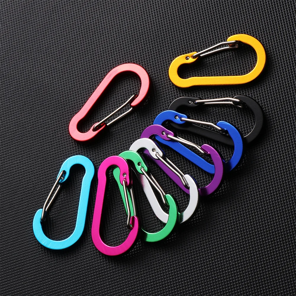 

5PCs Aluminum Alloy Carabiner Camping Safety Buckle Climbing Button Booms Fishing Hook Snap Clip Backpack Keychain Outdoor Tools