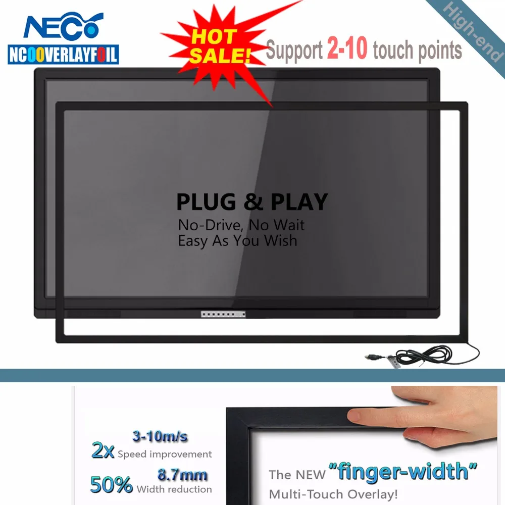 4 Touch points, 50" IR Multi Touch screen Frame with USB