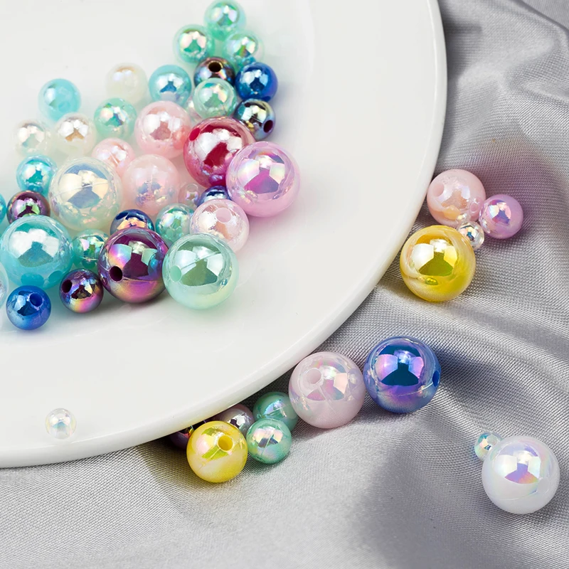 

New color AB series 4/6/8/10mm 50g/lot Mix Color With Hole Pearls Round Beads For DIY Craft Hair Accessories Decoration