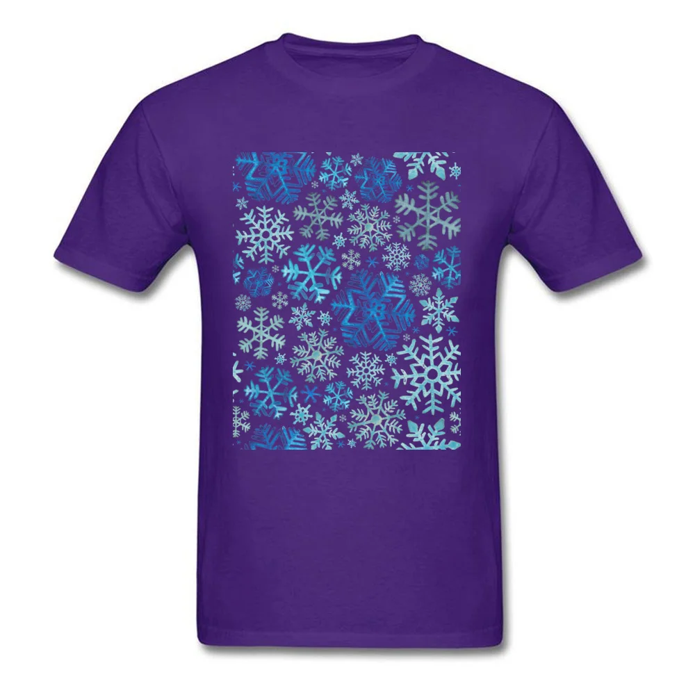 2018 Men Tshirts Crew Neck Short Sleeve Cotton Fabric Snowflakes Tops Shirt Summer T-Shirt Drop Shipping Snowflakes purple
