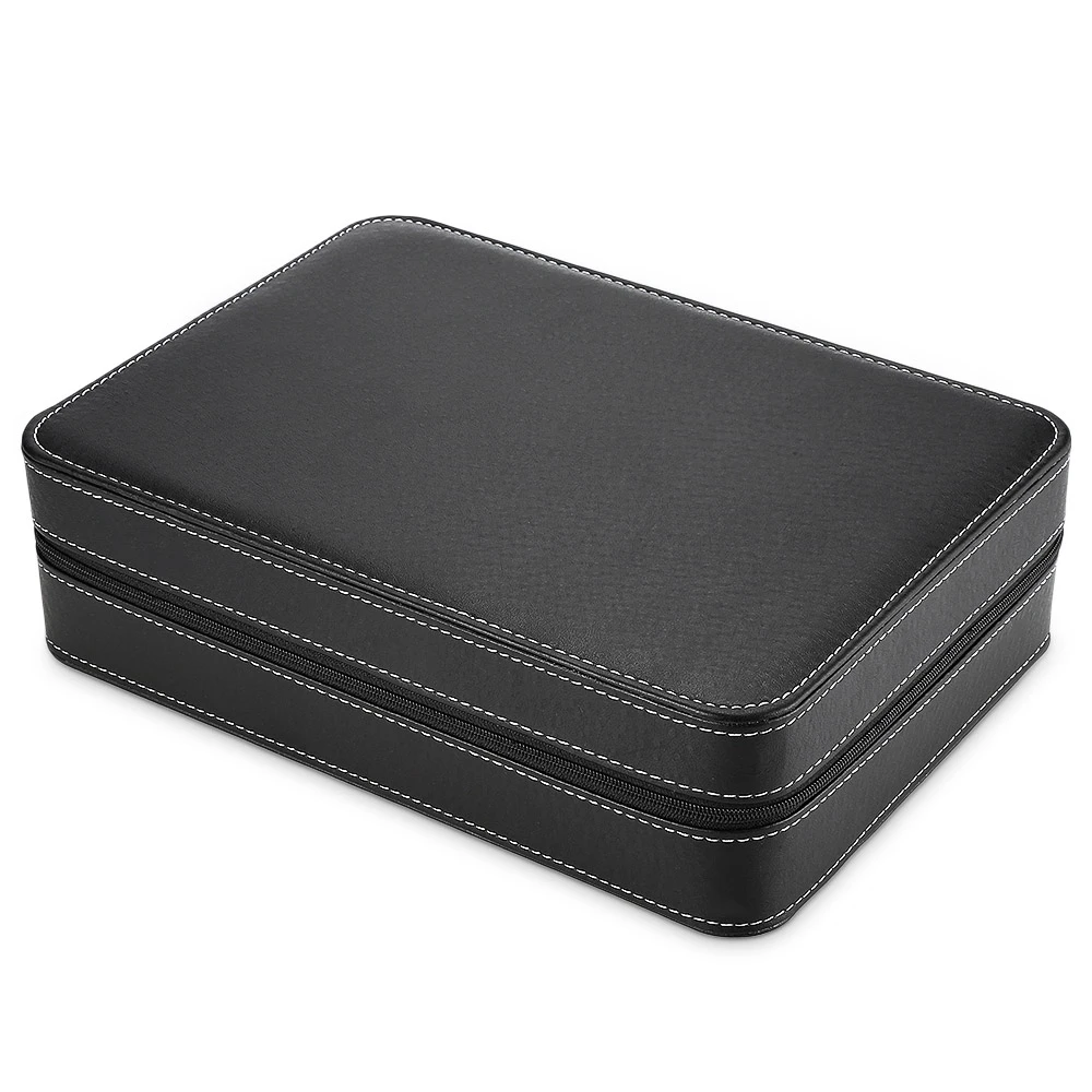 Special For Travel Sport Protect 10 Grids Mixed Grids PU Leather Wristwatch Box CaseZipper Travel Watch Jewelry Storage Bag Box 
