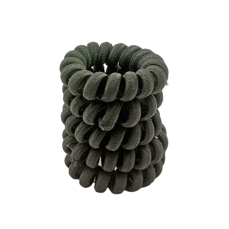 

5Pcs Elastic Black Cloth Telephone Wire Hair Bands Girls Hair Accessories Rubber Band Headwear Hair Rope Spiral Shape Hair Ties