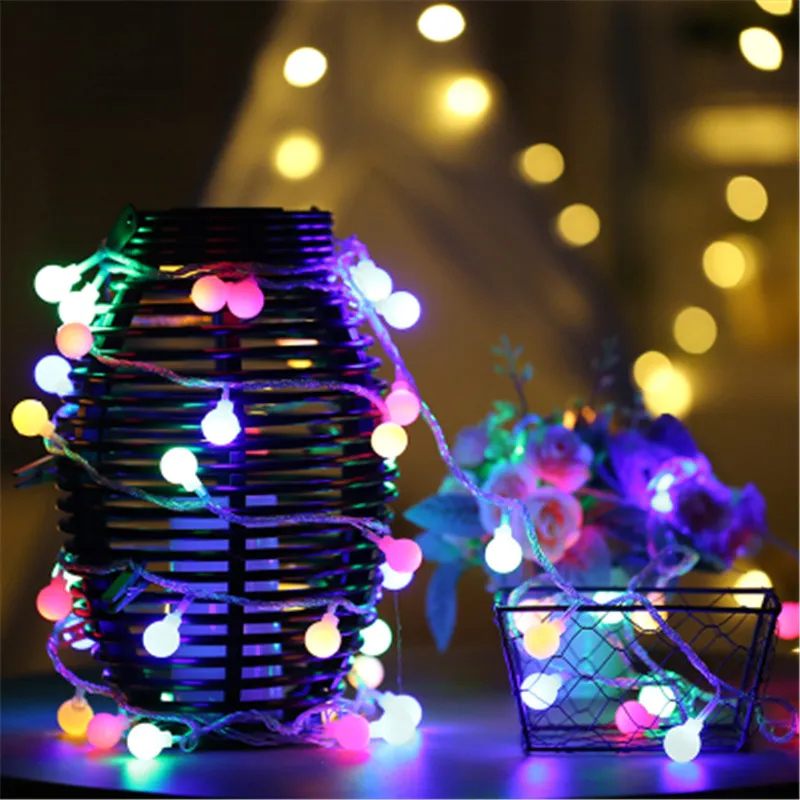 Светодиодная гирлянда с шариками, 2 м, 3 м, 4 м, 5 м, 10 м, 20 м, на батарейках, свадебная, Рождественская, уличная гирлянда, водонепроницаемые декоративные лампы