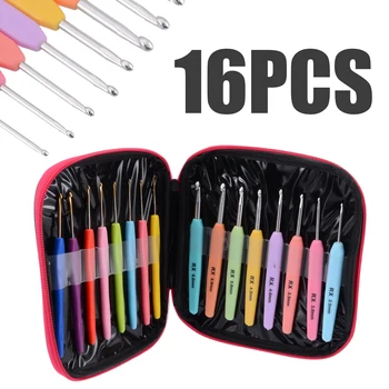 

16pcs Colored Crochet Hooks Knitting Needles Craft Yarn Aluminum Sewing Knitting Needles Weave Set Tool Kit with Box