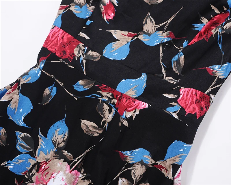 Kostlish Print Summer Dress Women 2017 Sleeveless Big Swing Belt Tunic Vintage Dress Elegant Rockabilly Party Dresses Sundress (84)