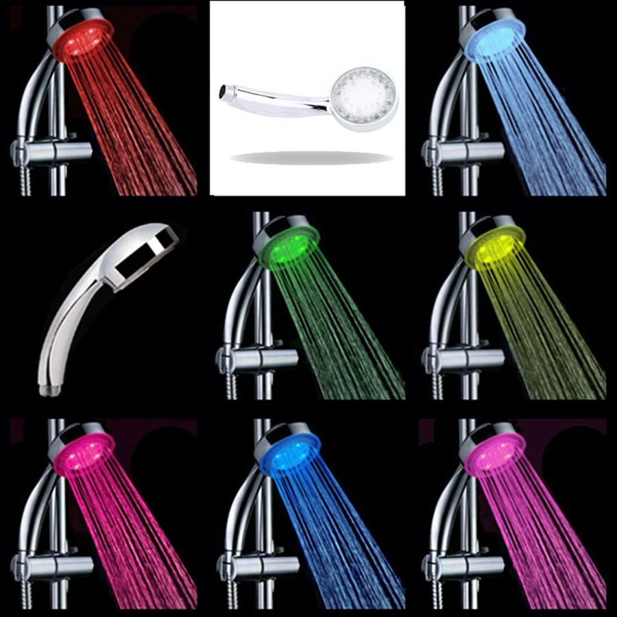Free Shipping RGB 7 Color Changing LED Shower Head Sprinkler Automatic