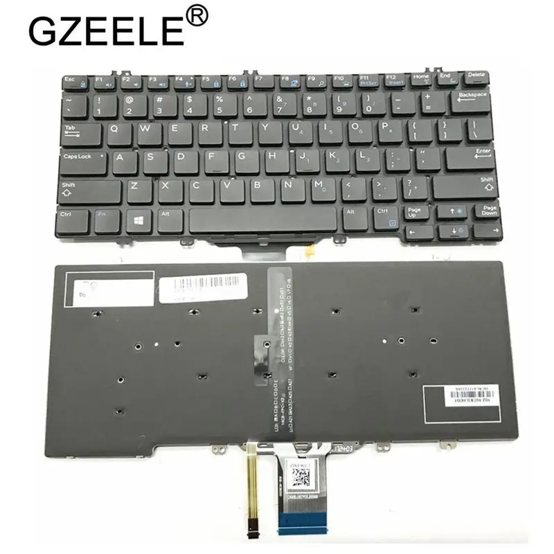Клавиатура для ноутбука GZEELE US для DELL Latitude E5280 5288 5289 7280 7380 E7220 7290 с подсветкой черного цвета