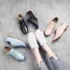 MALEMONKEY Casual Flats Oxford zapatos mujeres 2022 primavera cuero genuino damas zapatos mocasines cordones Up mocasines mujeres blanco 051 ► Foto 3/6
