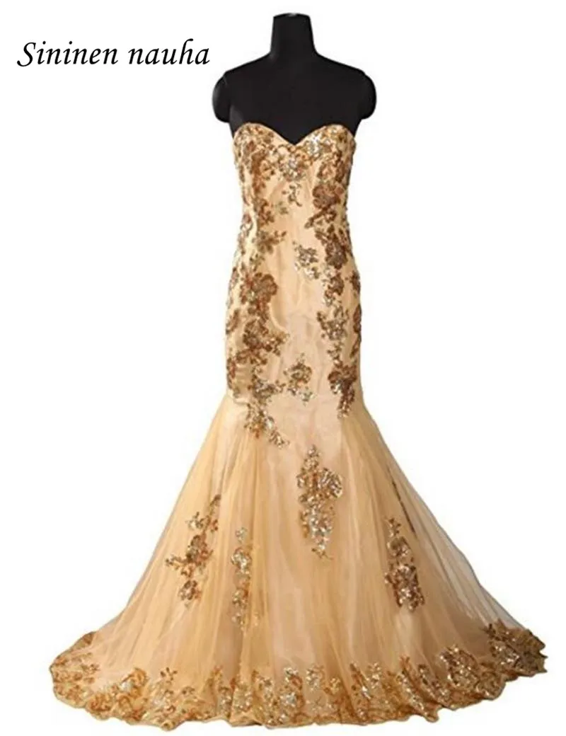 Long Evening Dresses Mermaid Champagne Appliques Plus Size Prom Formal