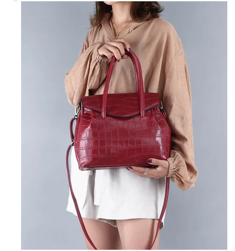 MJ Women Handbag Alligator PU Leather Shoulder Bag Female Large Capacity Top-Handle Bags Luxury PU Leather Tote Messenger Bag (13)