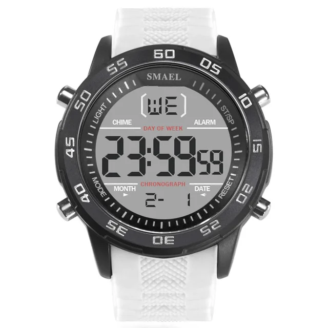 SMAEL модные спортивные часы для мужчин силиконовый ремешок брендовые цифровые часы Noctilucous водонепроницаемые Роскошные часы мужские Relogios Masculinos - Цвет: White
