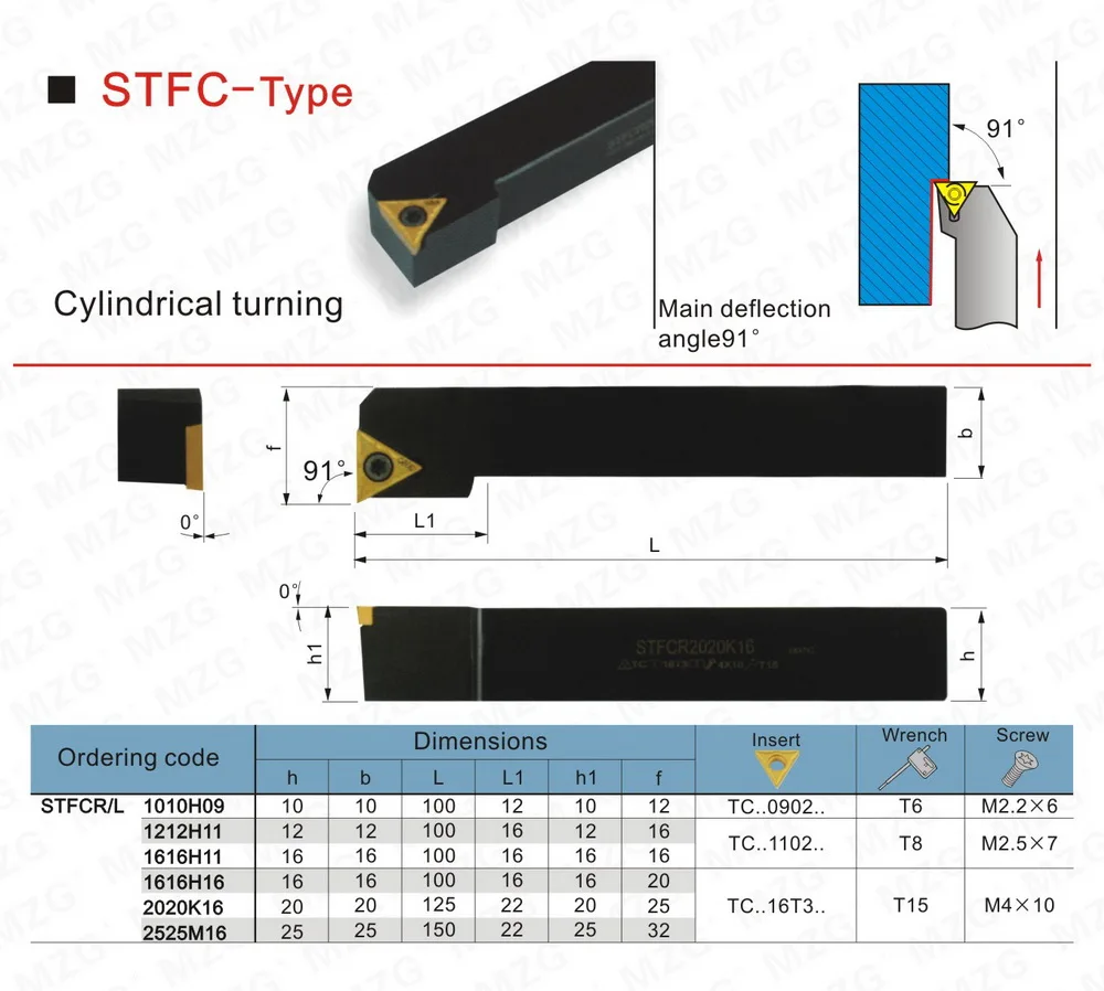 MZG CNC 10 мм 16 мм STFCR1616H16 внешний токарный инструмент токарный станок резак бар TCMT твердосплавные вставки Расточная оправка зажатая сталь держатель инструмента